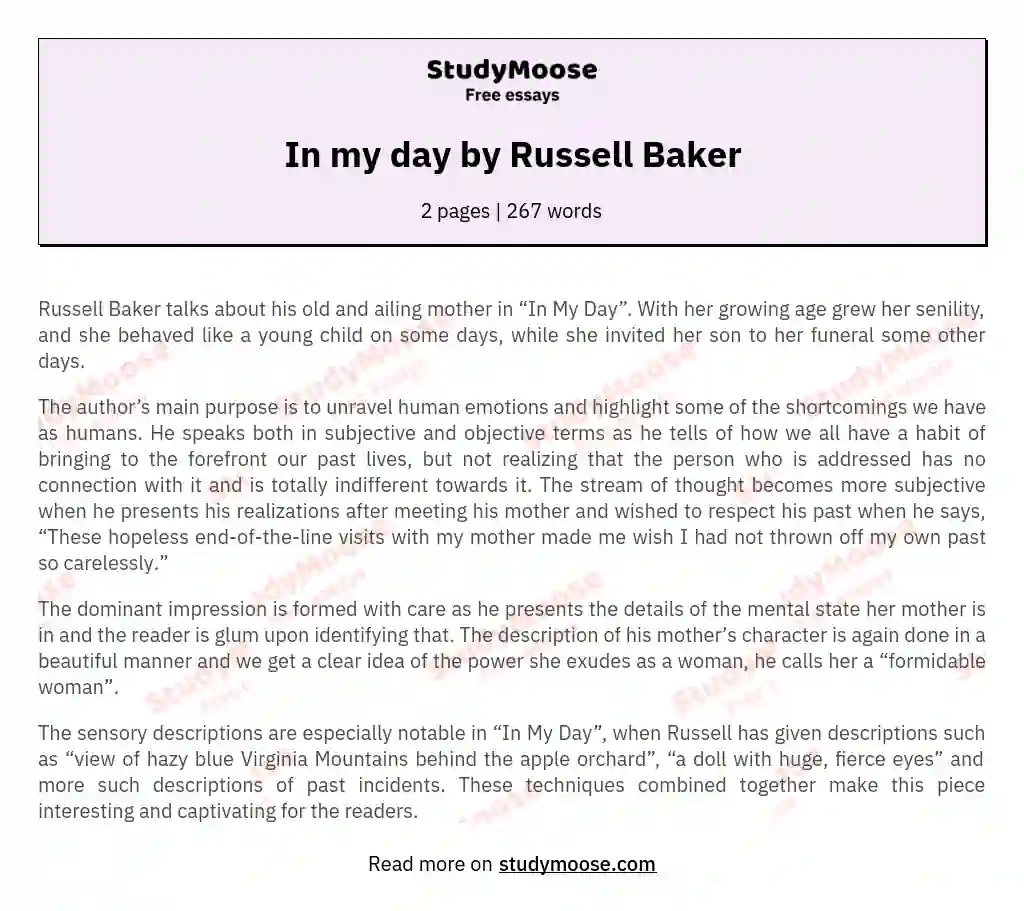 In my day by Russell Baker essay