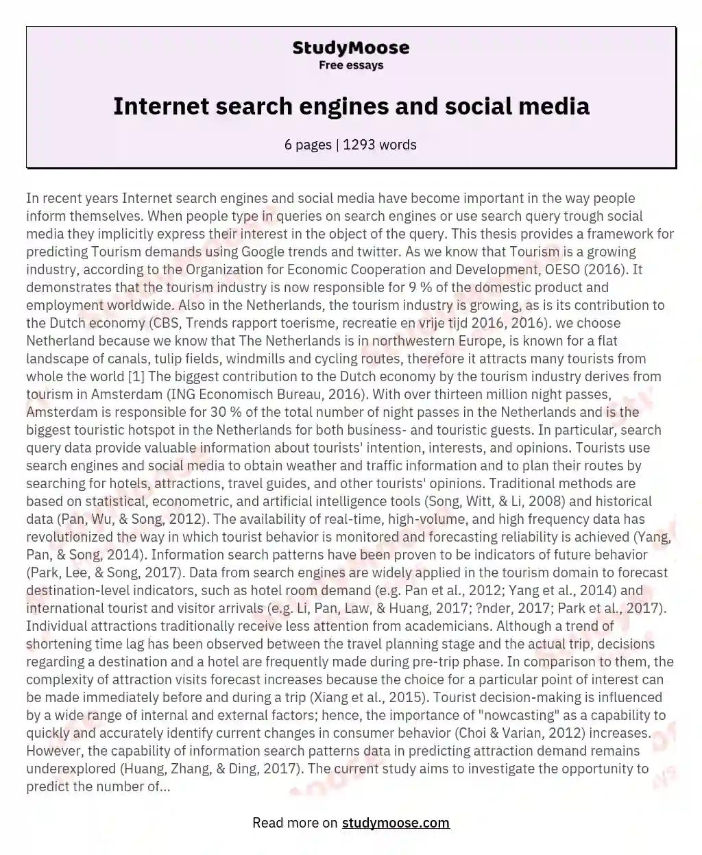 Internet search engines and social media essay