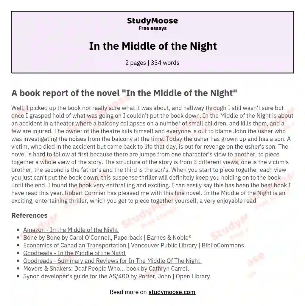 in the middle of the night essay 400 words