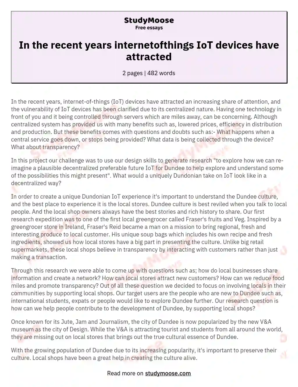 In the recent years internetofthings IoT devices have attracted essay