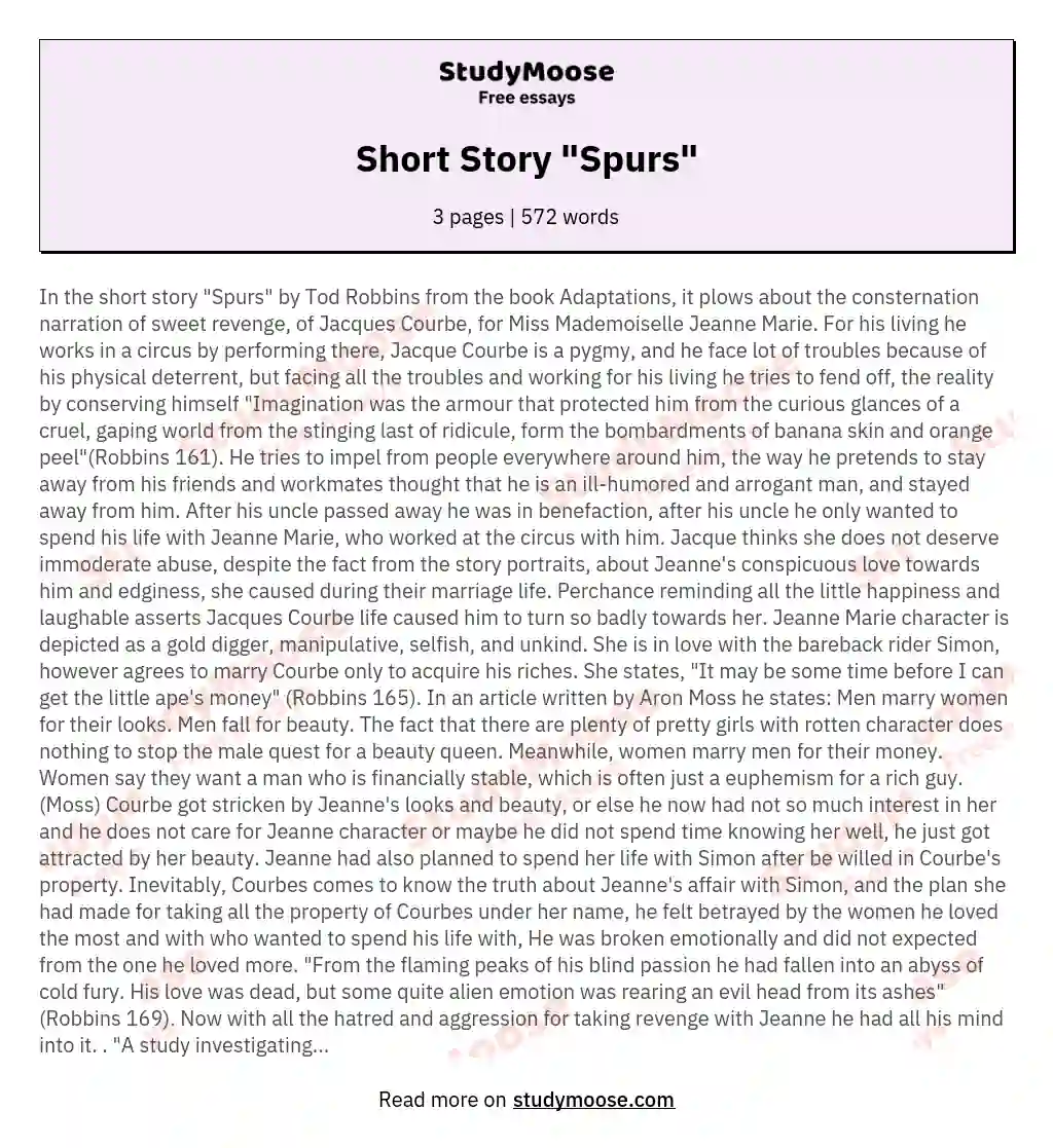 Short Story "Spurs" essay