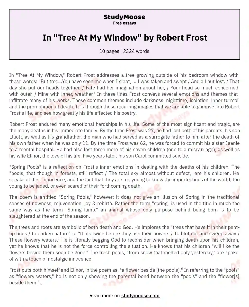 In "Tree At My Window" by Robert Frost