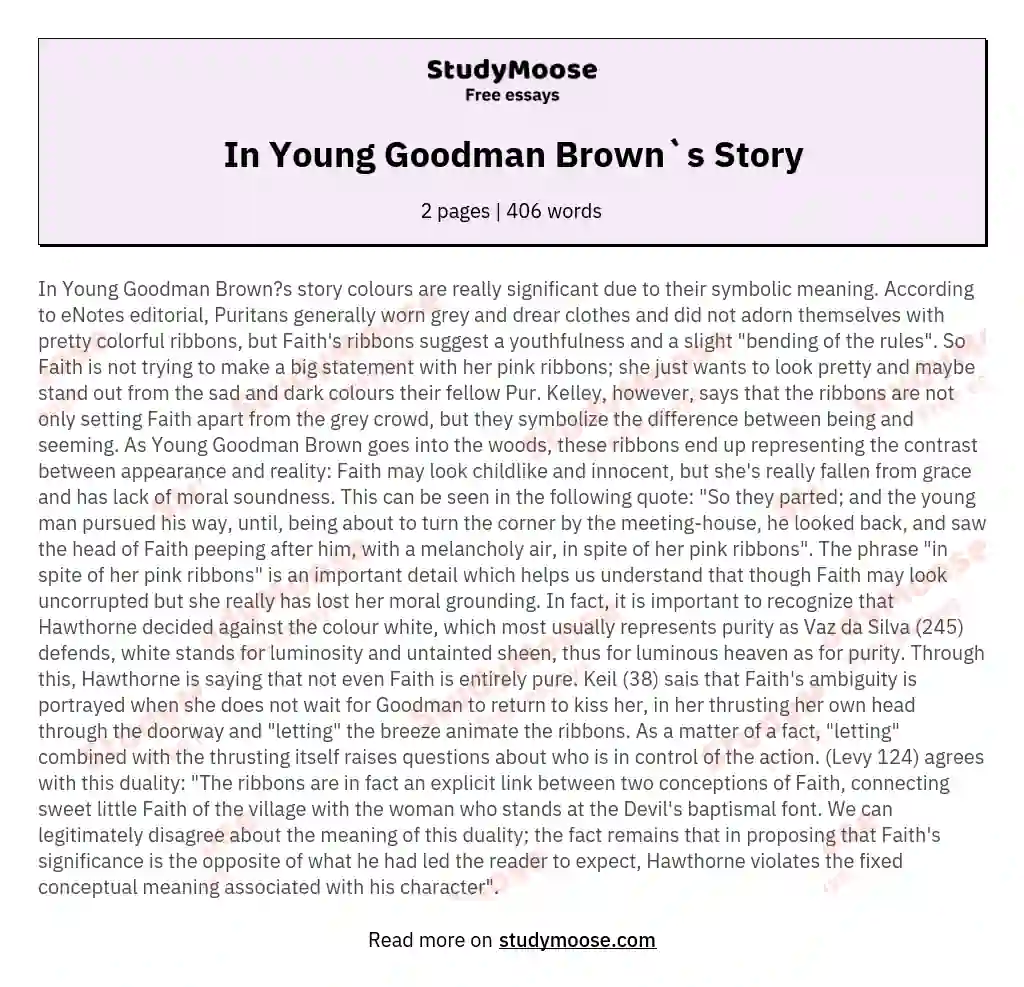 In Young Goodman Brown`s Story