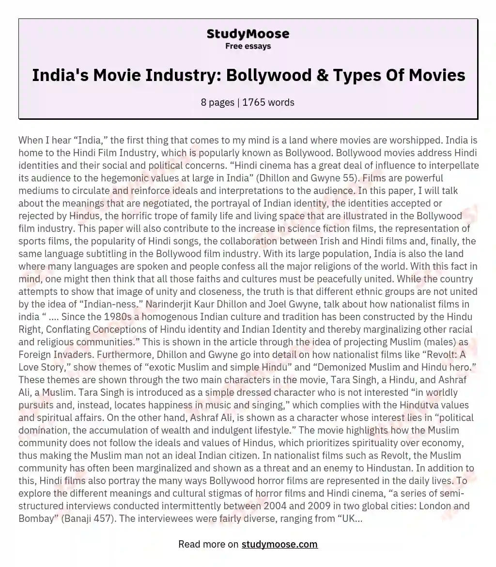 India's Movie Industry: Bollywood & Types Of Movies