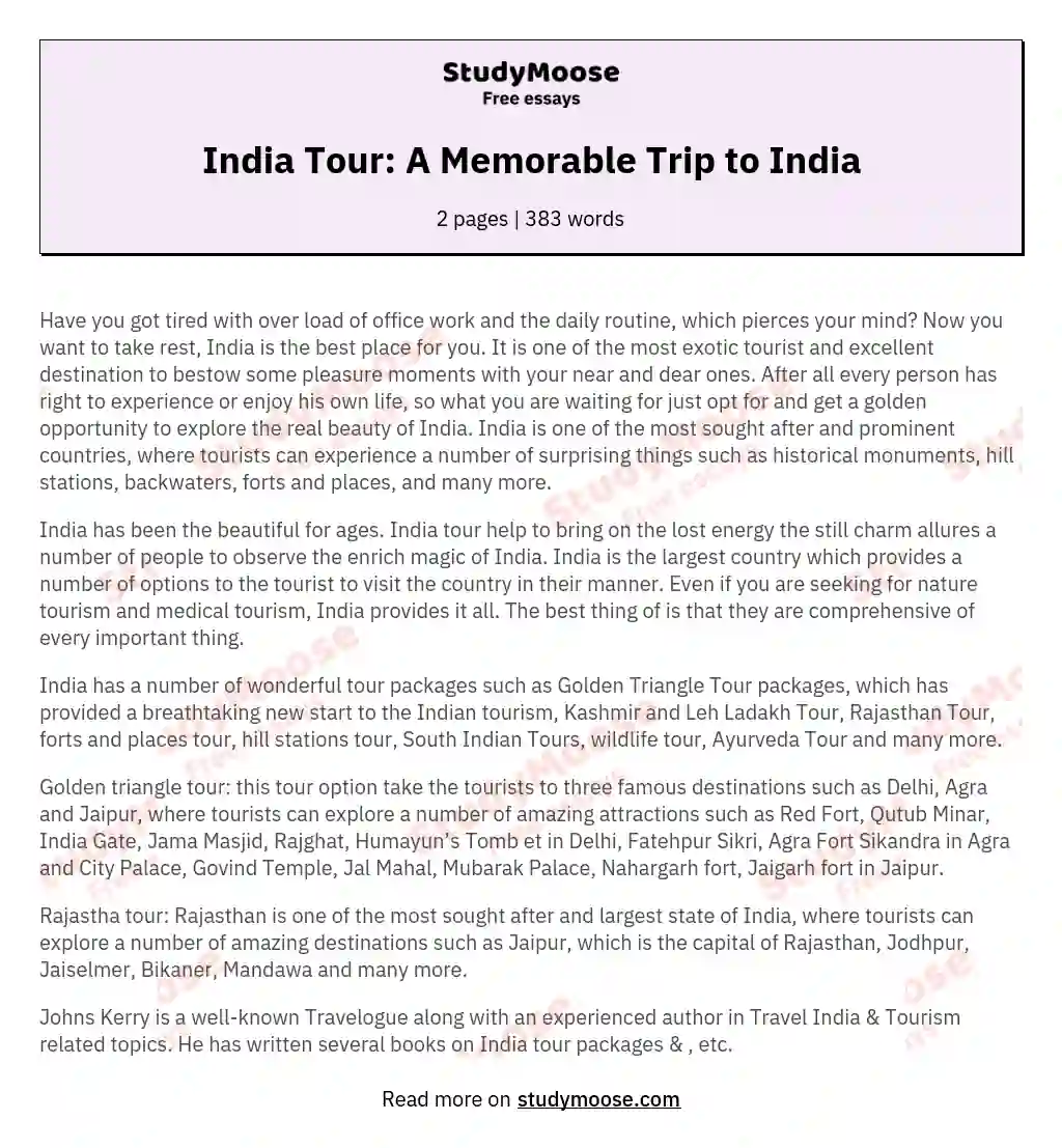 India Tour: A Memorable Trip to India