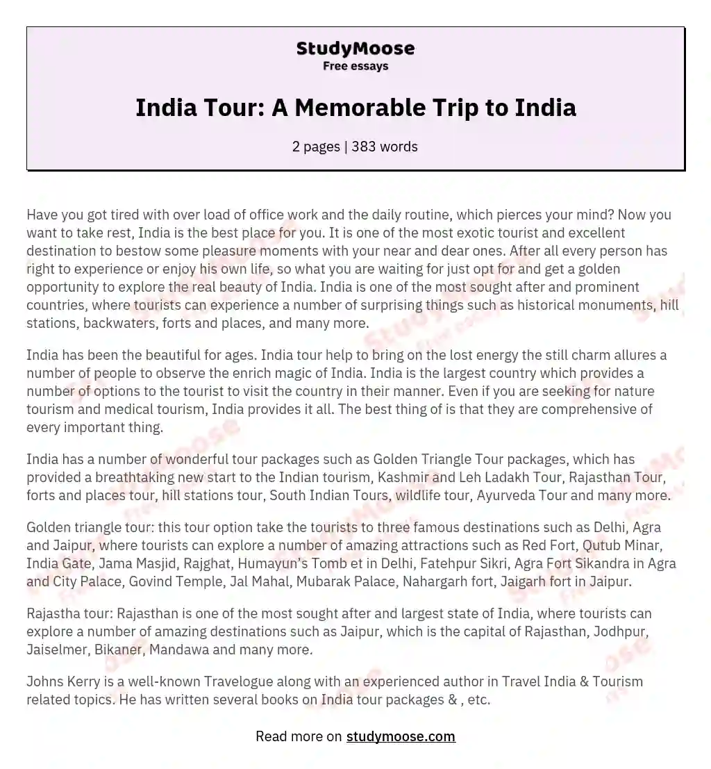 favorite place india essay