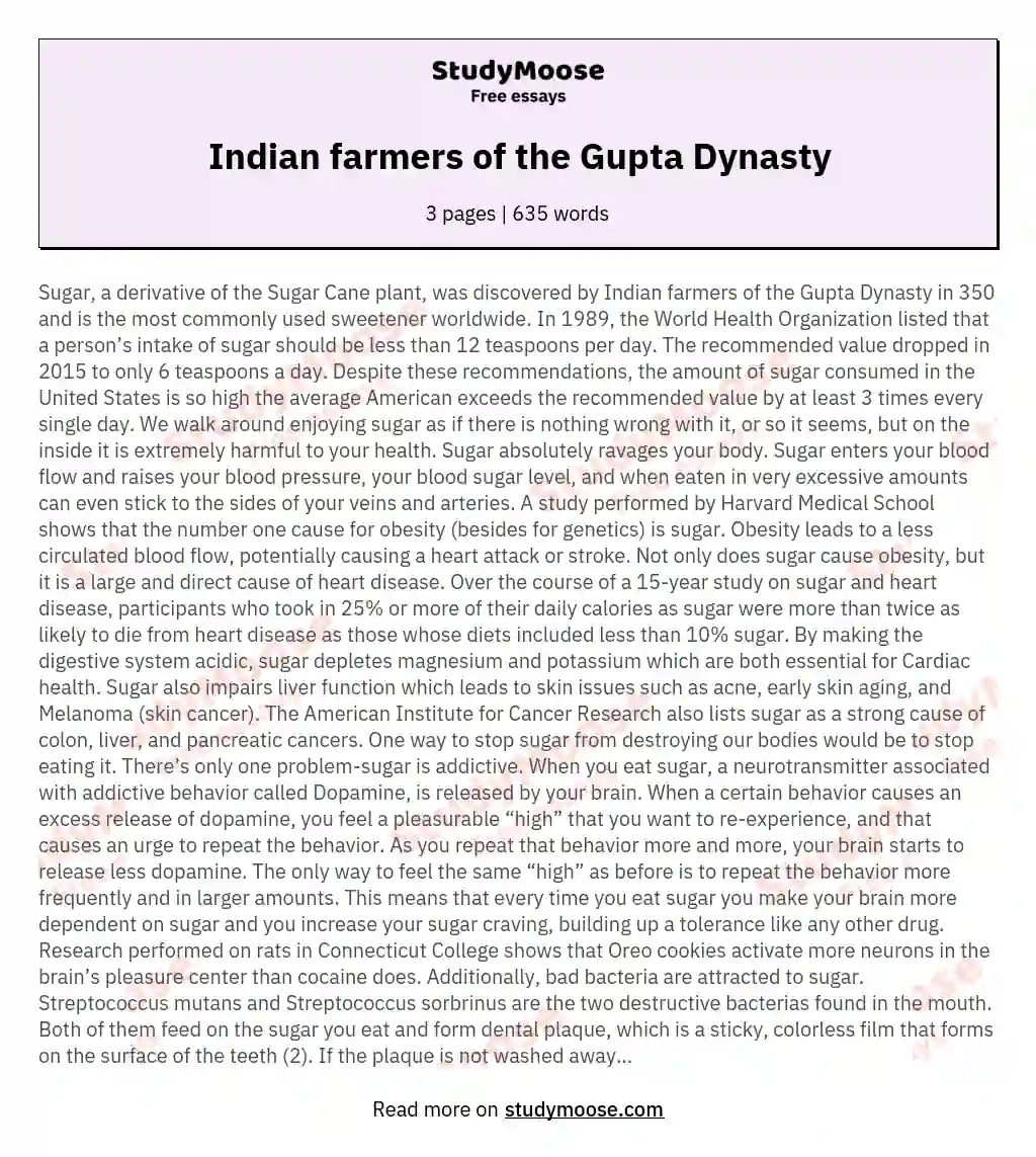 Indian farmers of the Gupta Dynasty essay