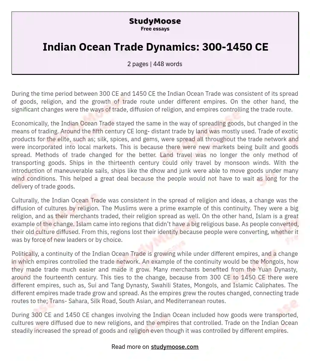 Indian Ocean Trade