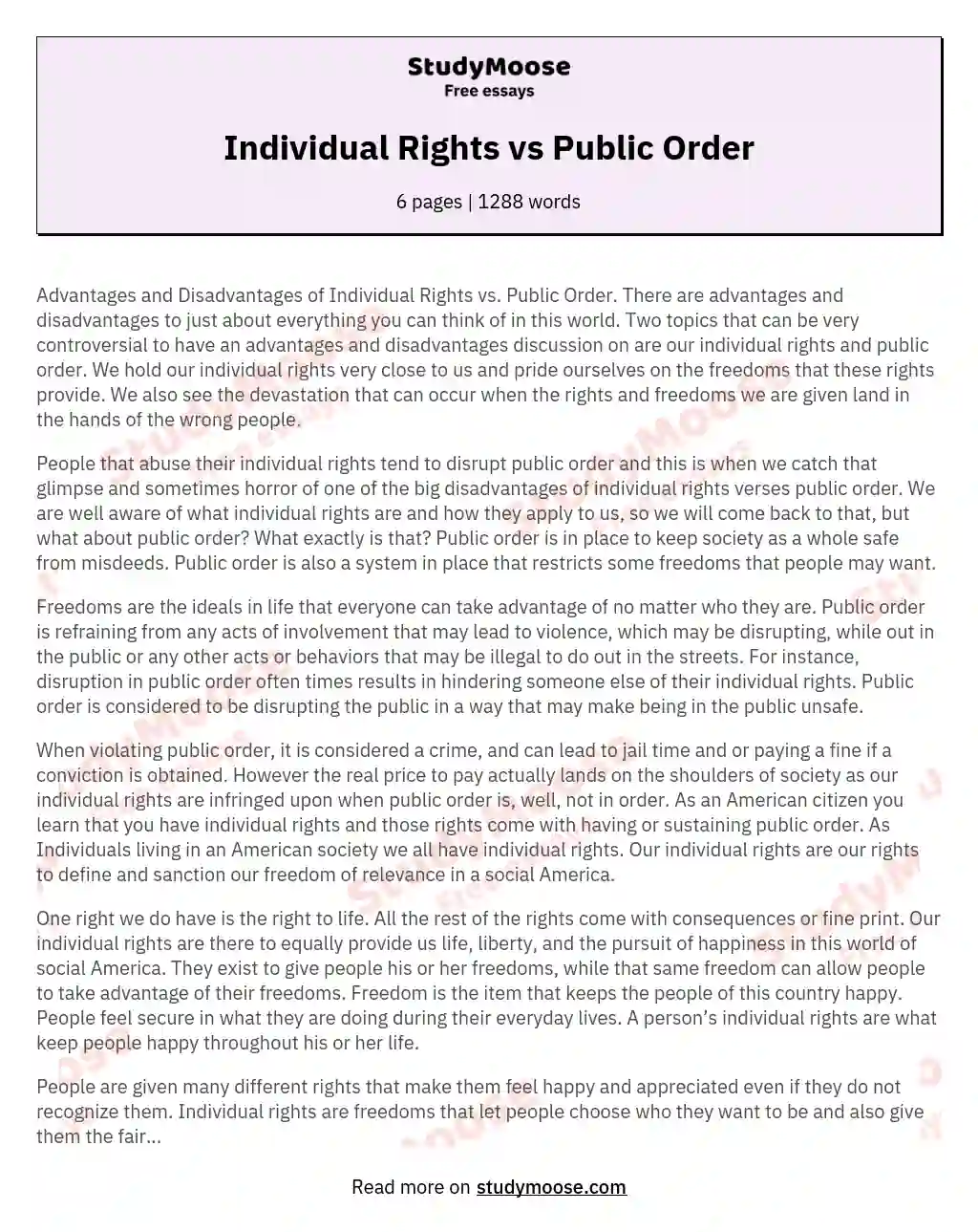 Individual Rights vs Public Order