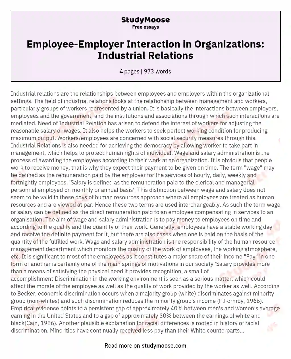 Industrial relations are the relationships between employees and employers within the organizational