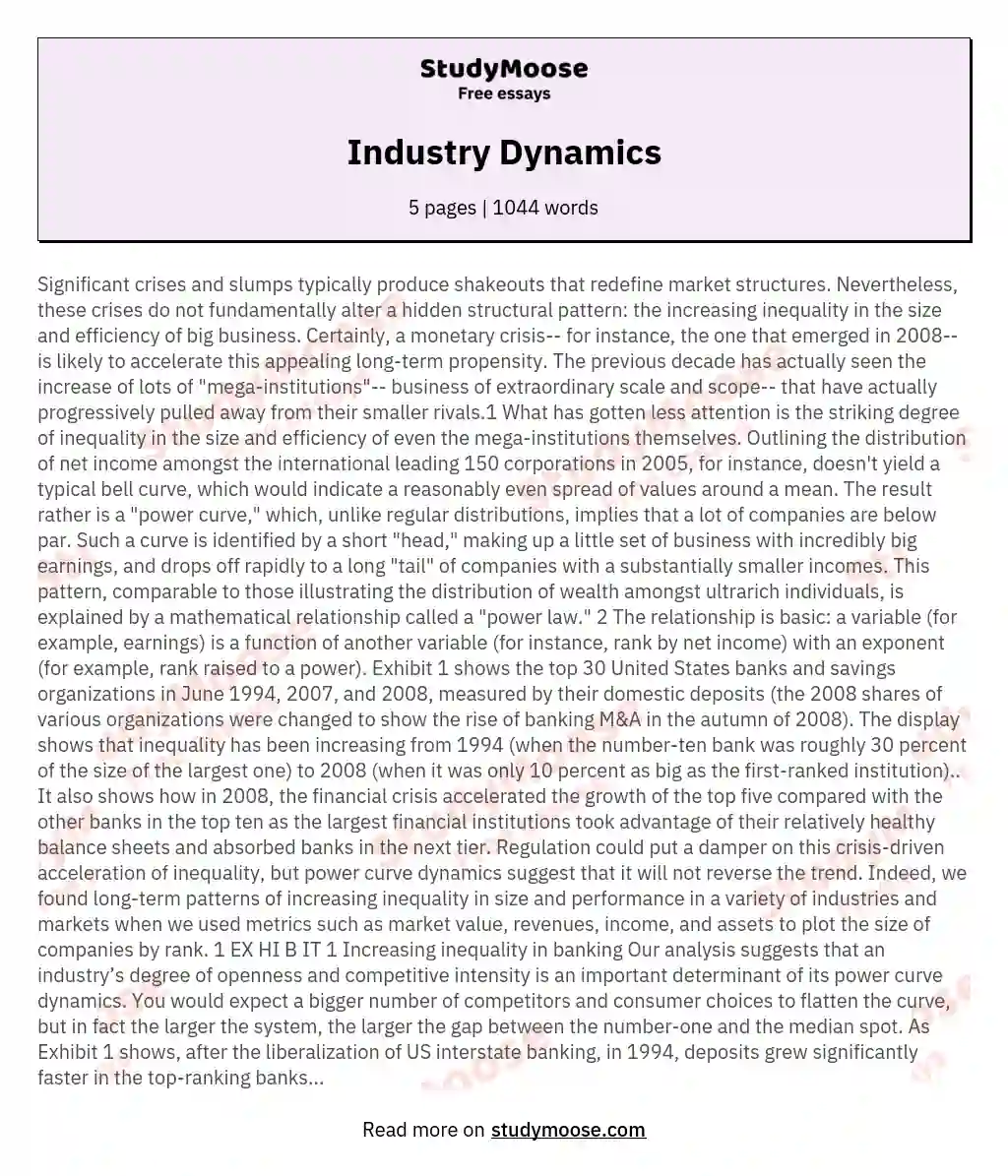 Industry Dynamics essay
