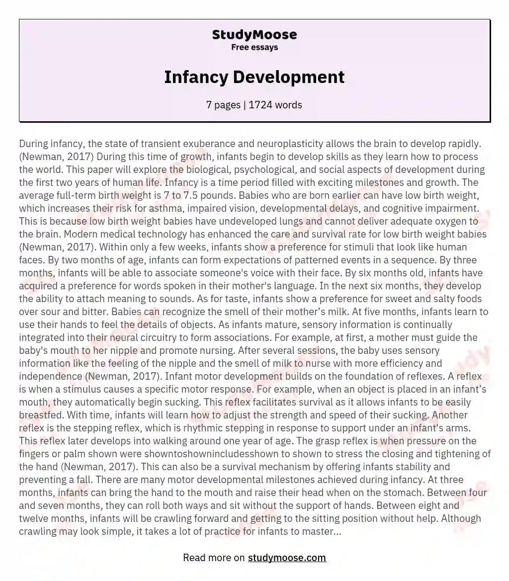 Infancy Development essay