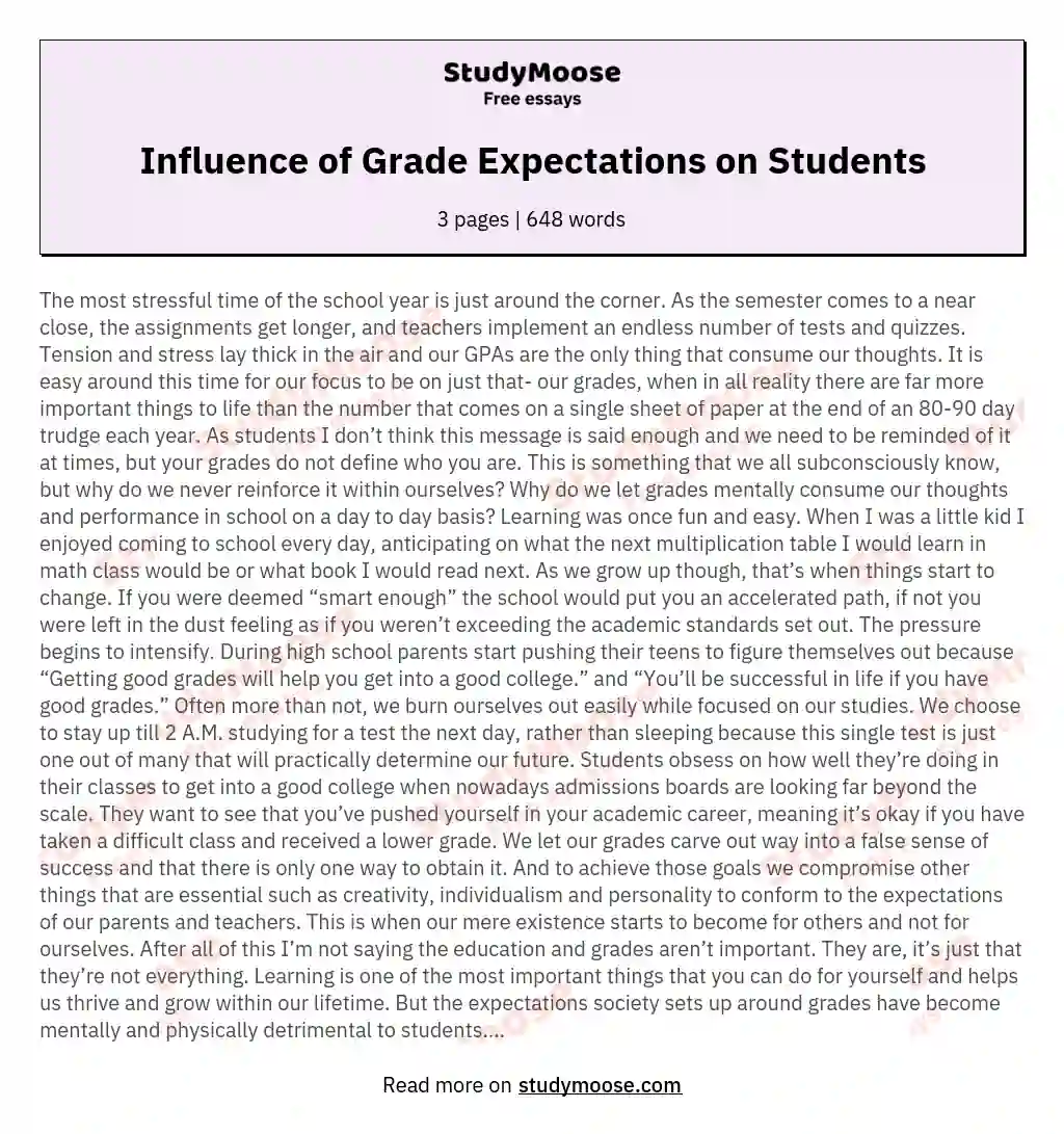 student expectations essay