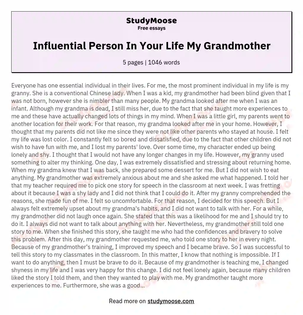 sample biography of a grandmother