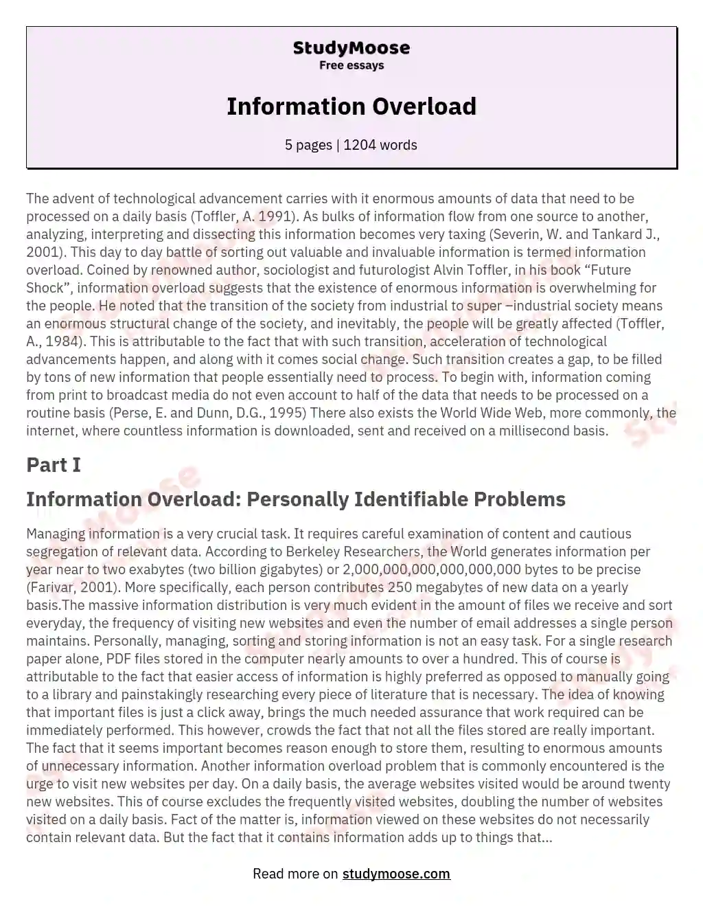 information overload essay
