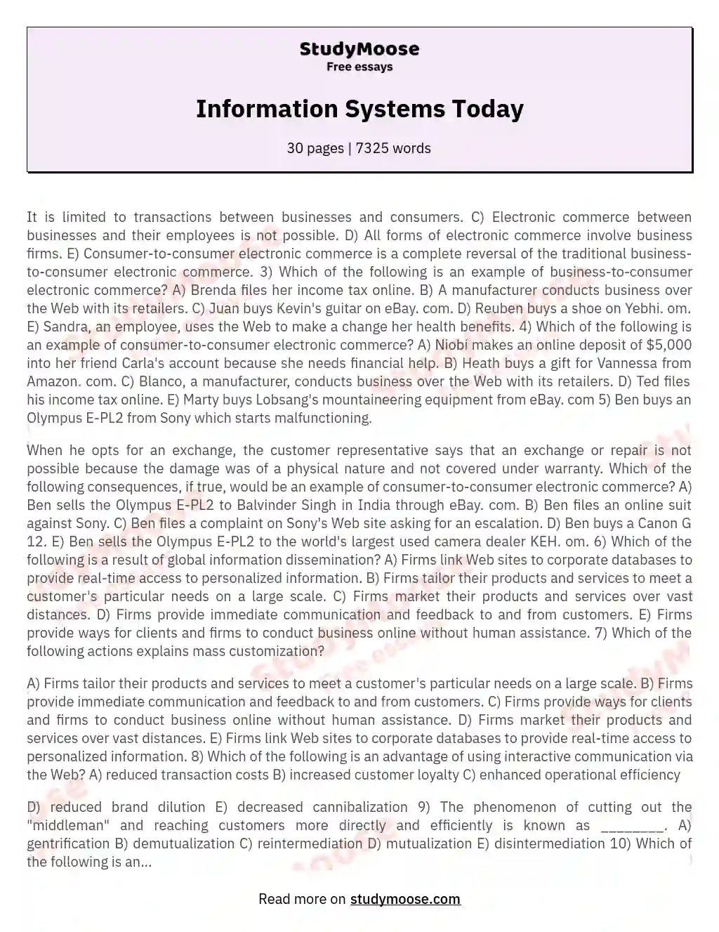 Information Systems Today essay