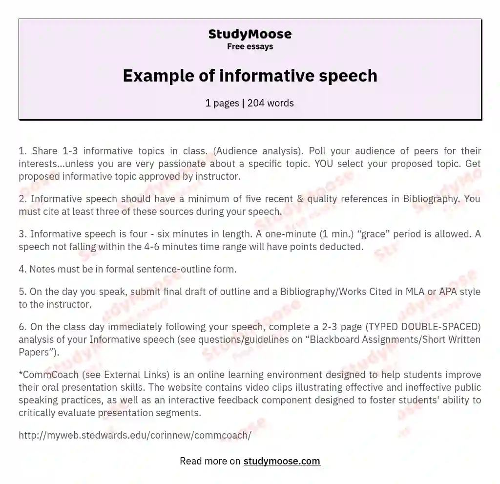 informative speech paper