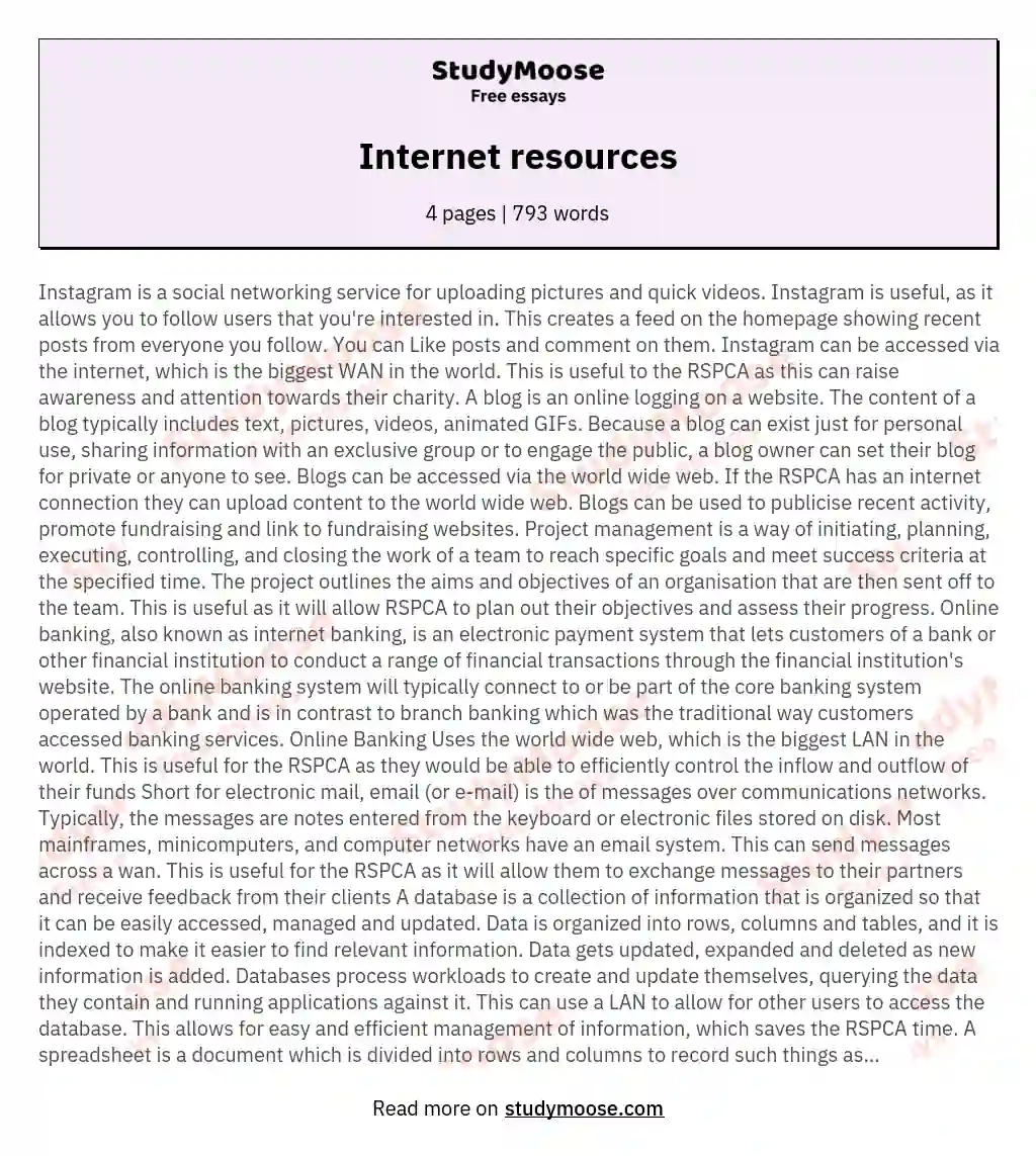 Internet resources essay