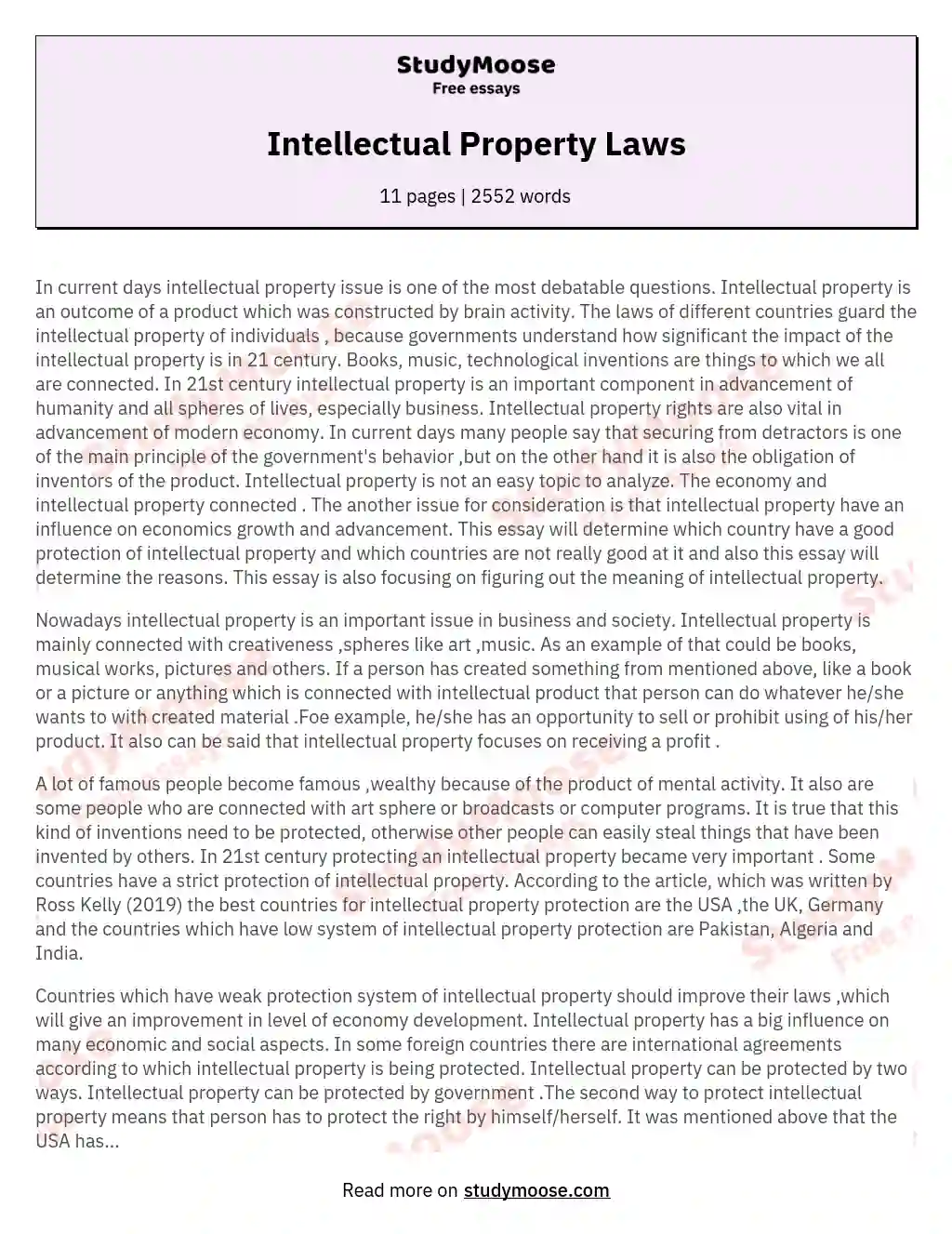 Intellectual Property Laws essay