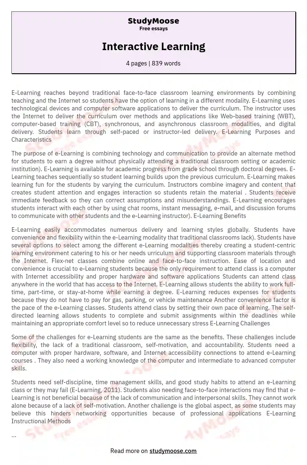 Interactive Learning essay