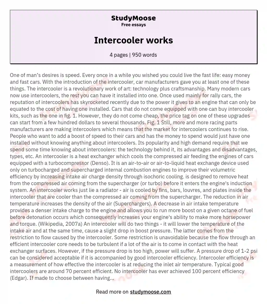 Intercooler works essay