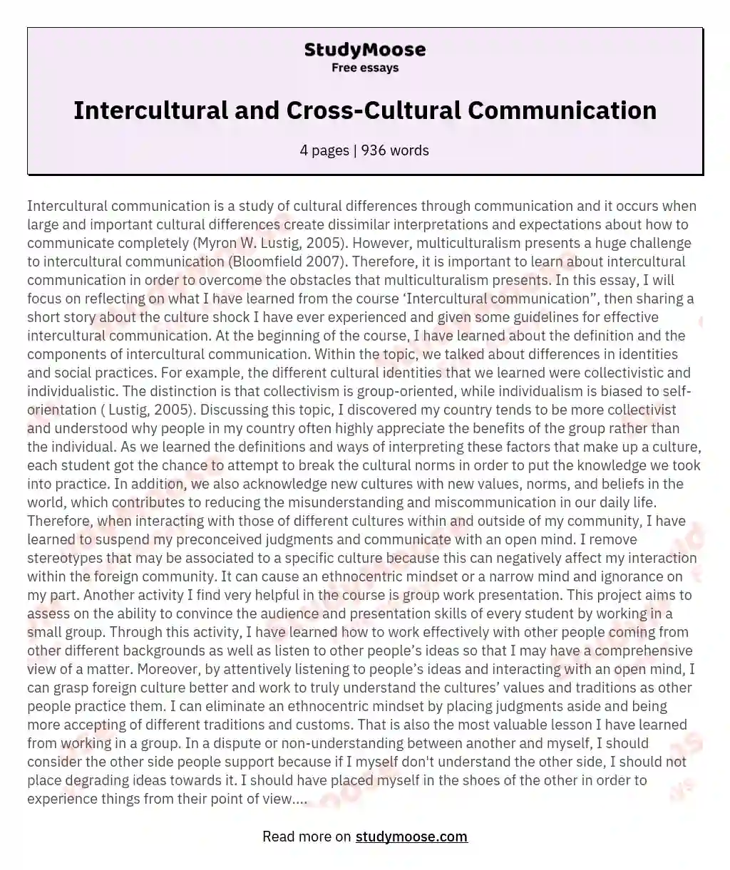 intercultural communication essay