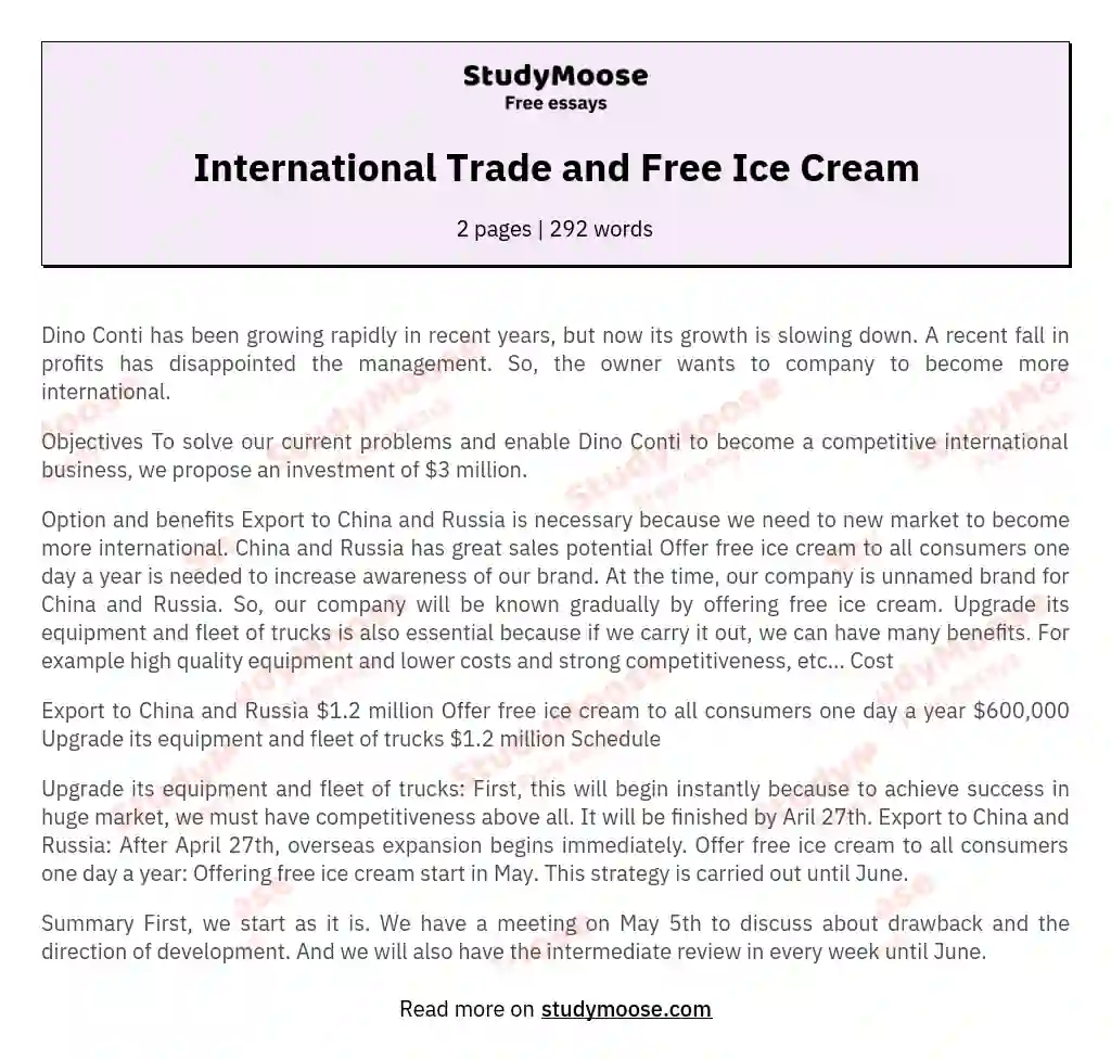 International Trade and Free Ice Cream
