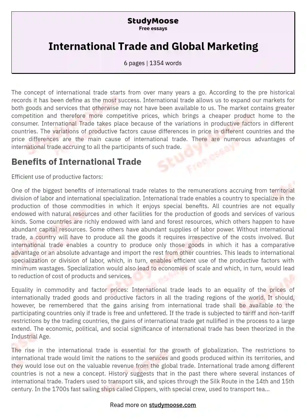 International Trade and Global Marketing