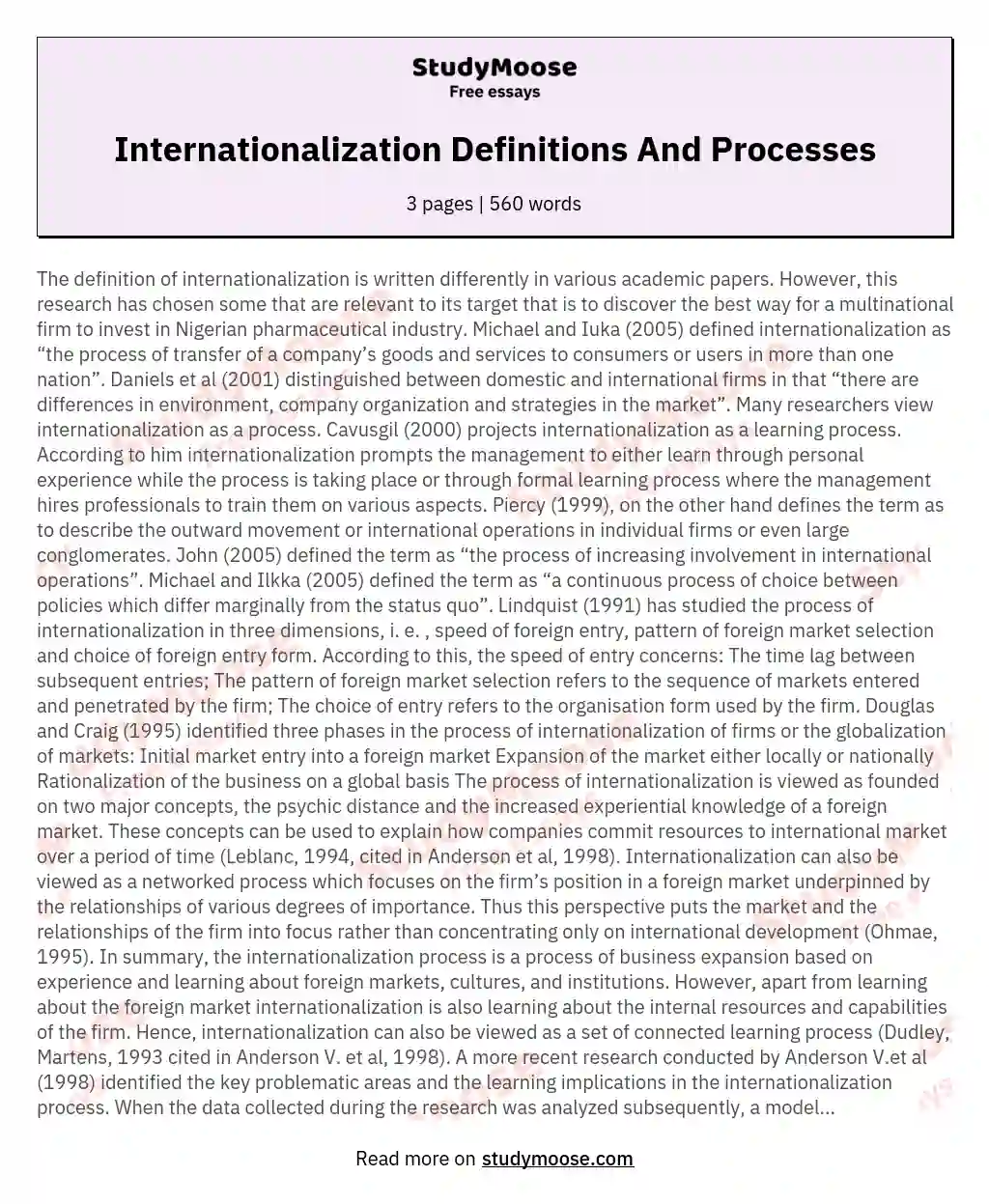 Internationalization Definitions And Processes essay