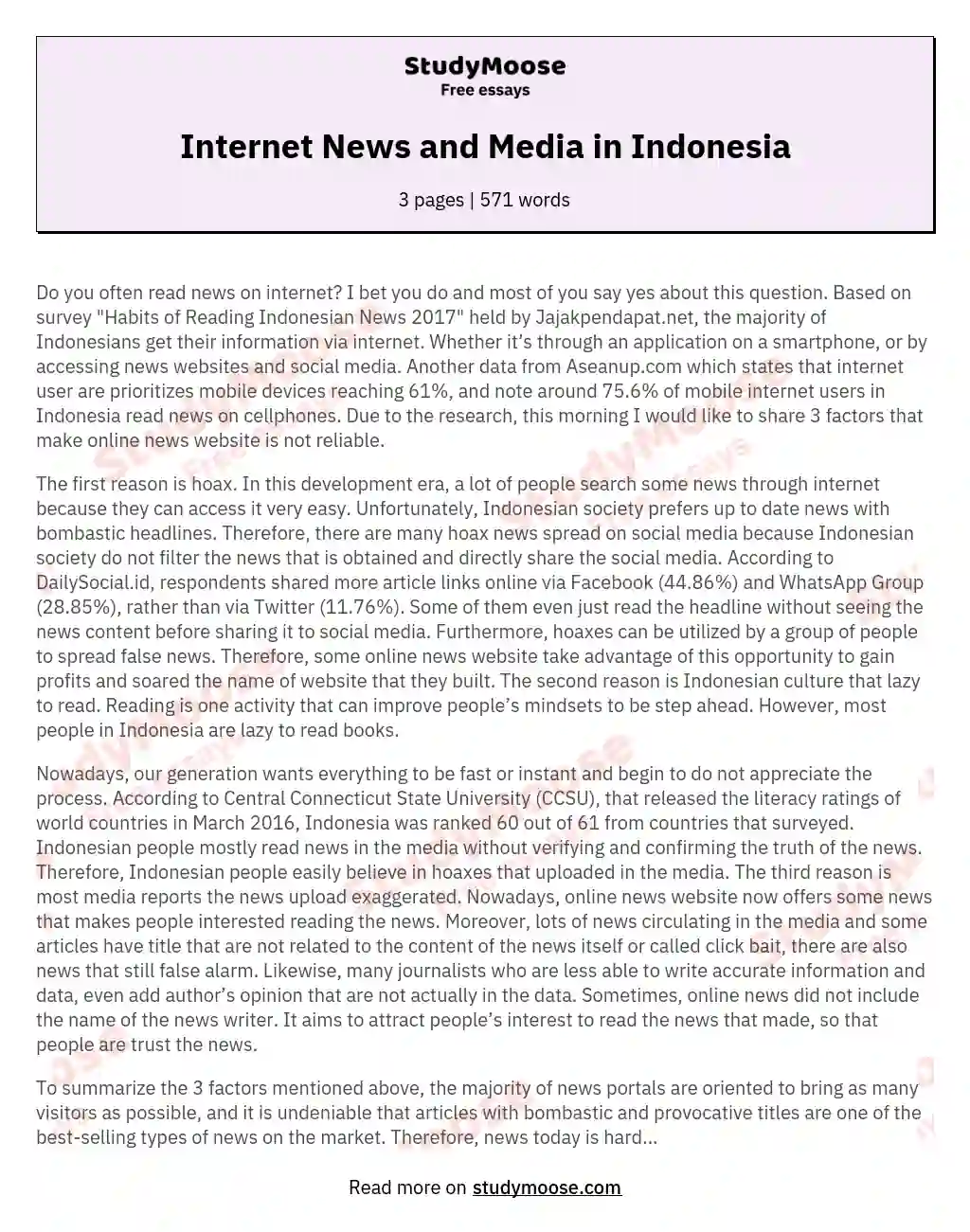 Internet News and Media in Indonesia