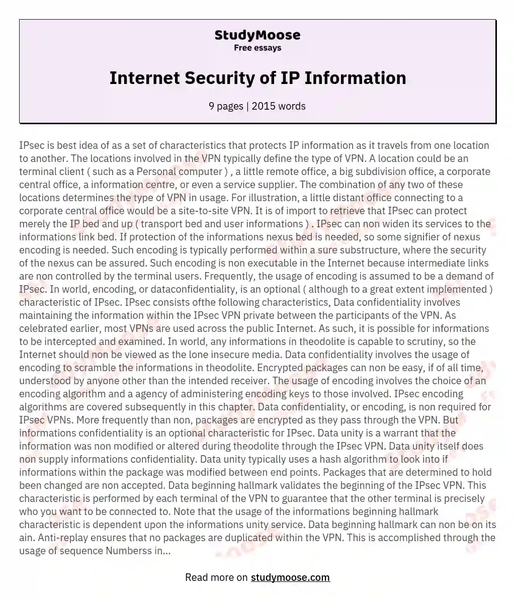 Internet Security of IP Information essay