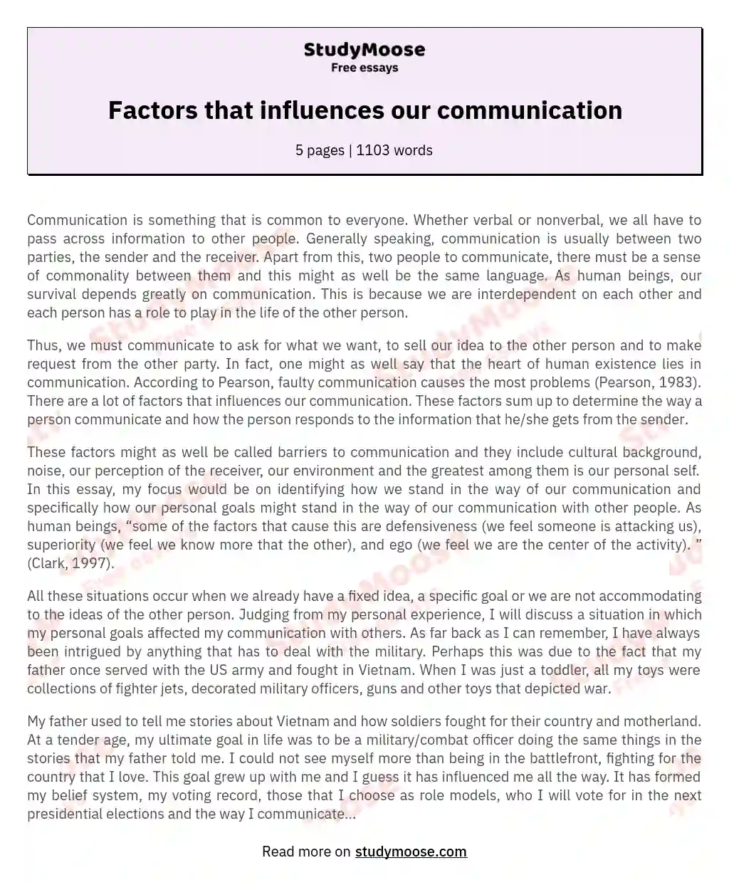 Factors that influences our communication essay