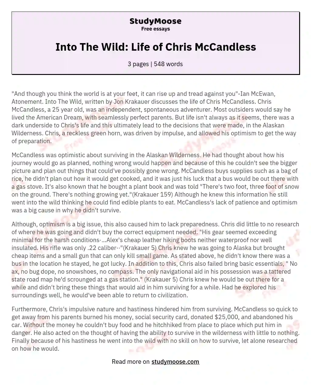 Into The Wild: Life of Chris McCandless