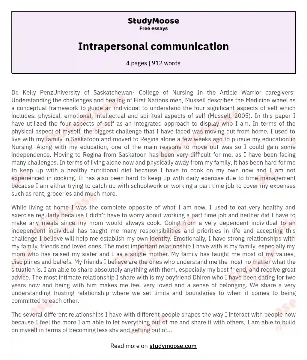 Intrapersonal communication essay