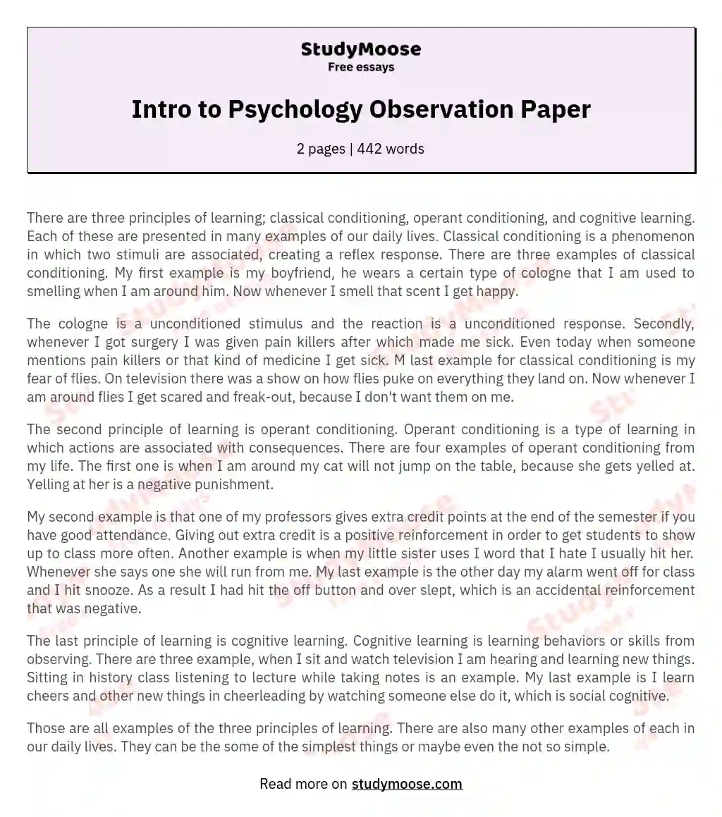 experimental research psychology paper