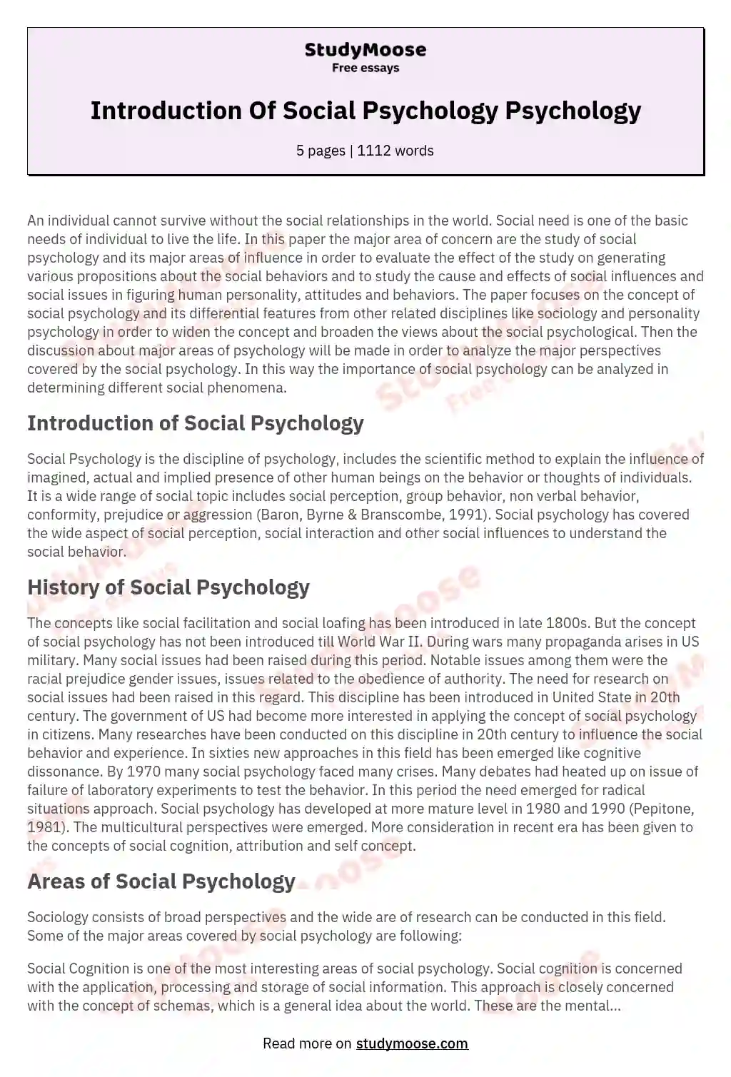 Introduction Of Social Psychology Psychology