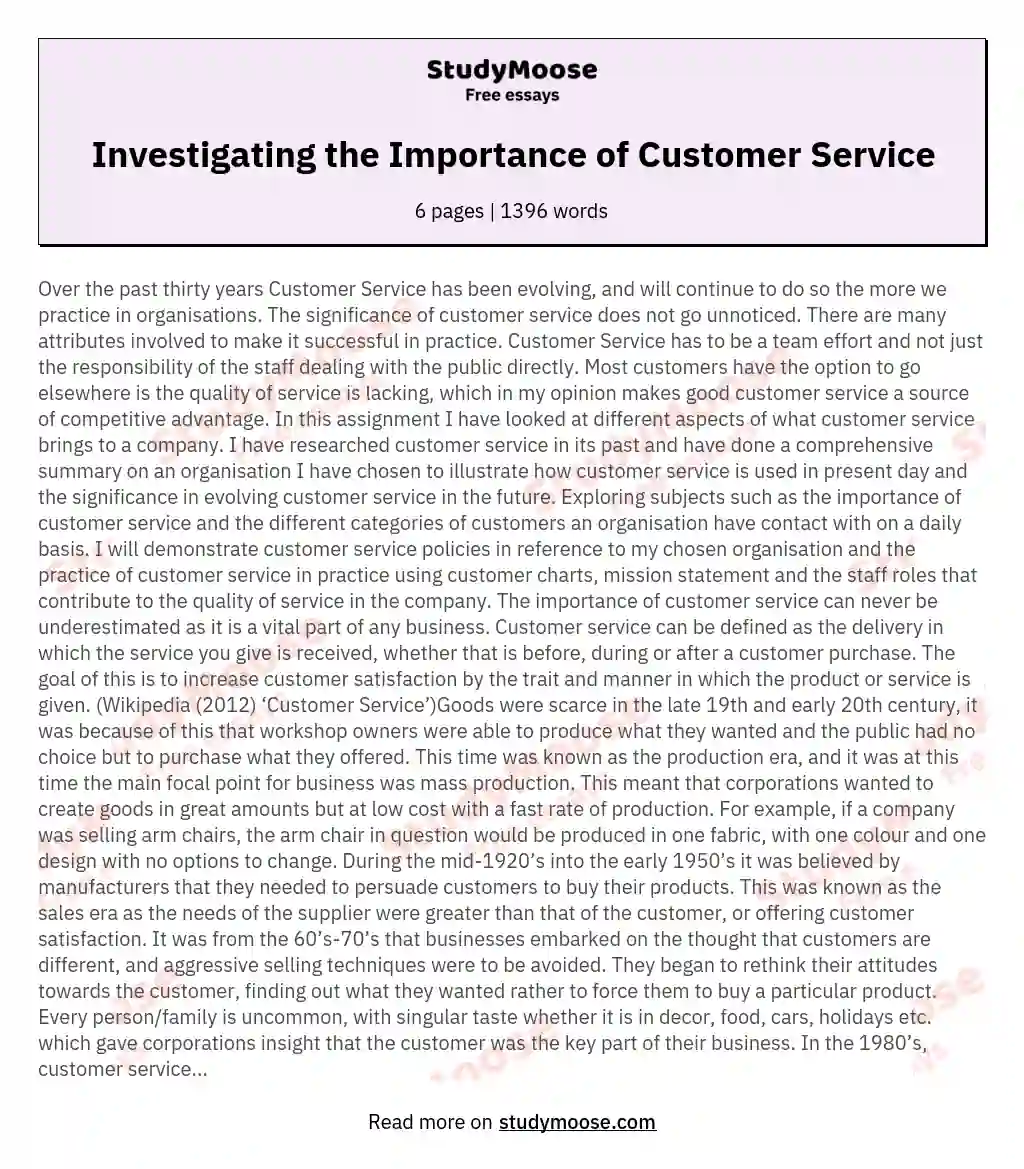 Investigating the Importance of Customer Service