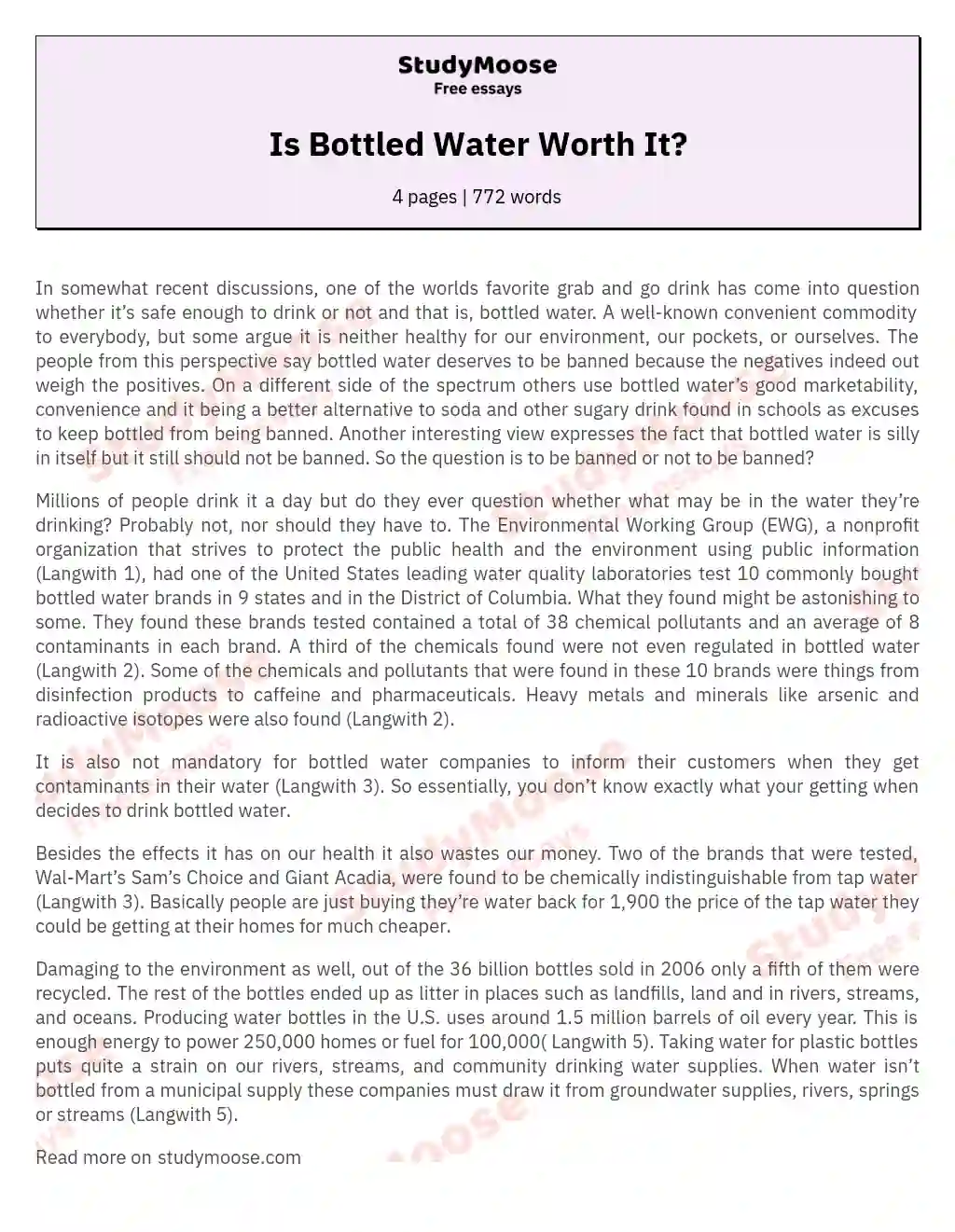 Is Bottled Water Worth It?