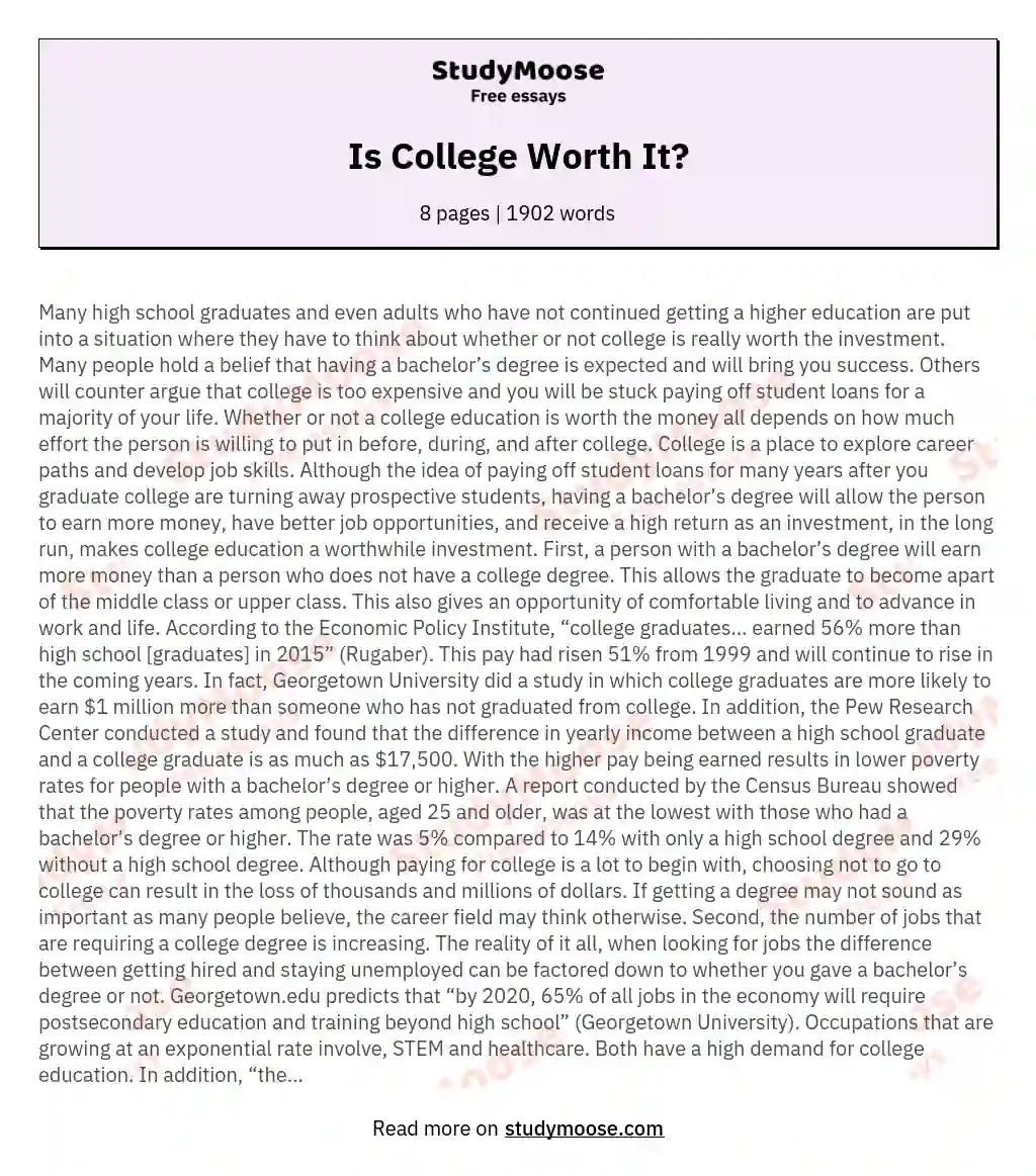Is College Worth It? essay