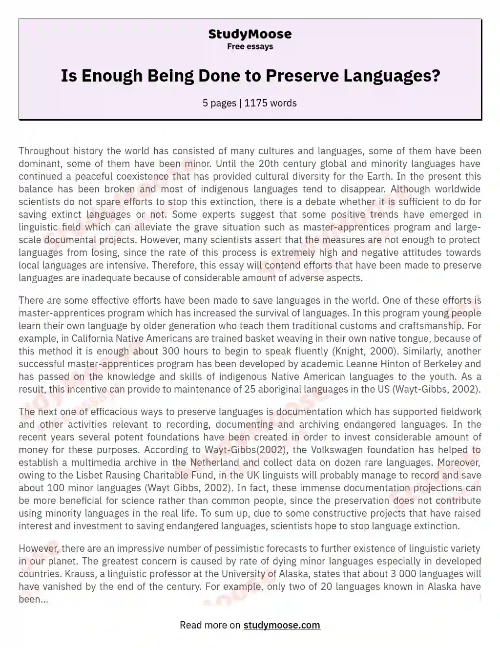 disappearing languages essay