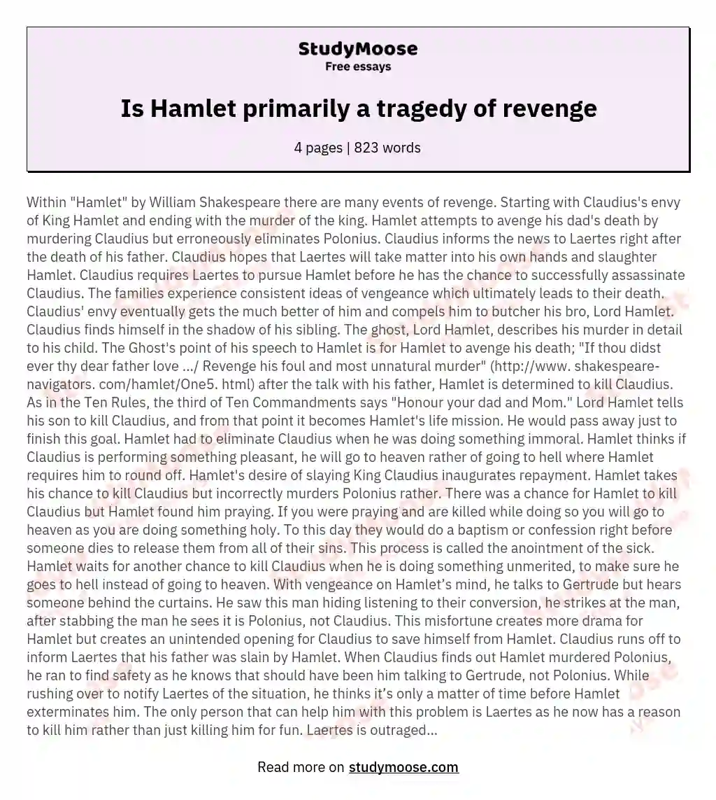 Is Hamlet primarily a tragedy of revenge