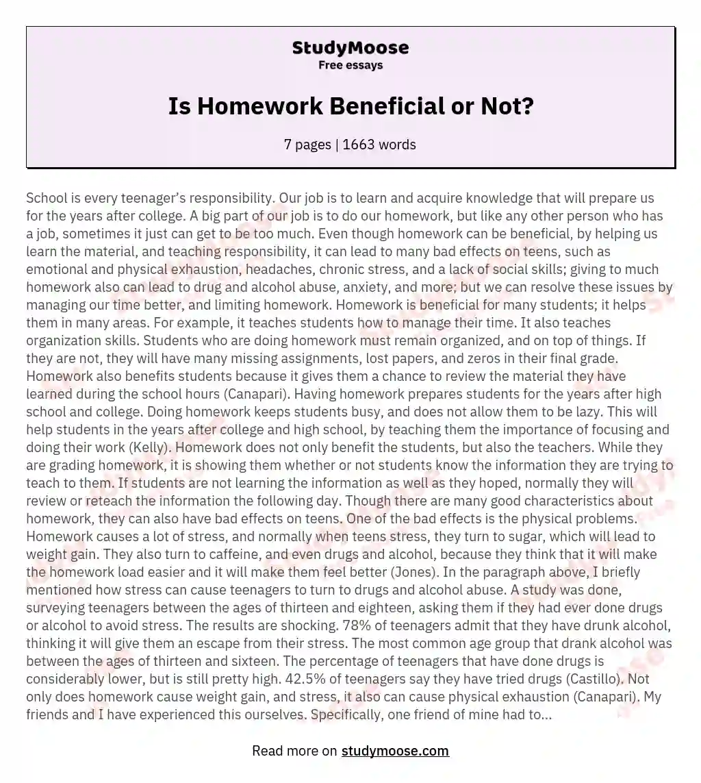 is homework harmful or helpful thesis statement