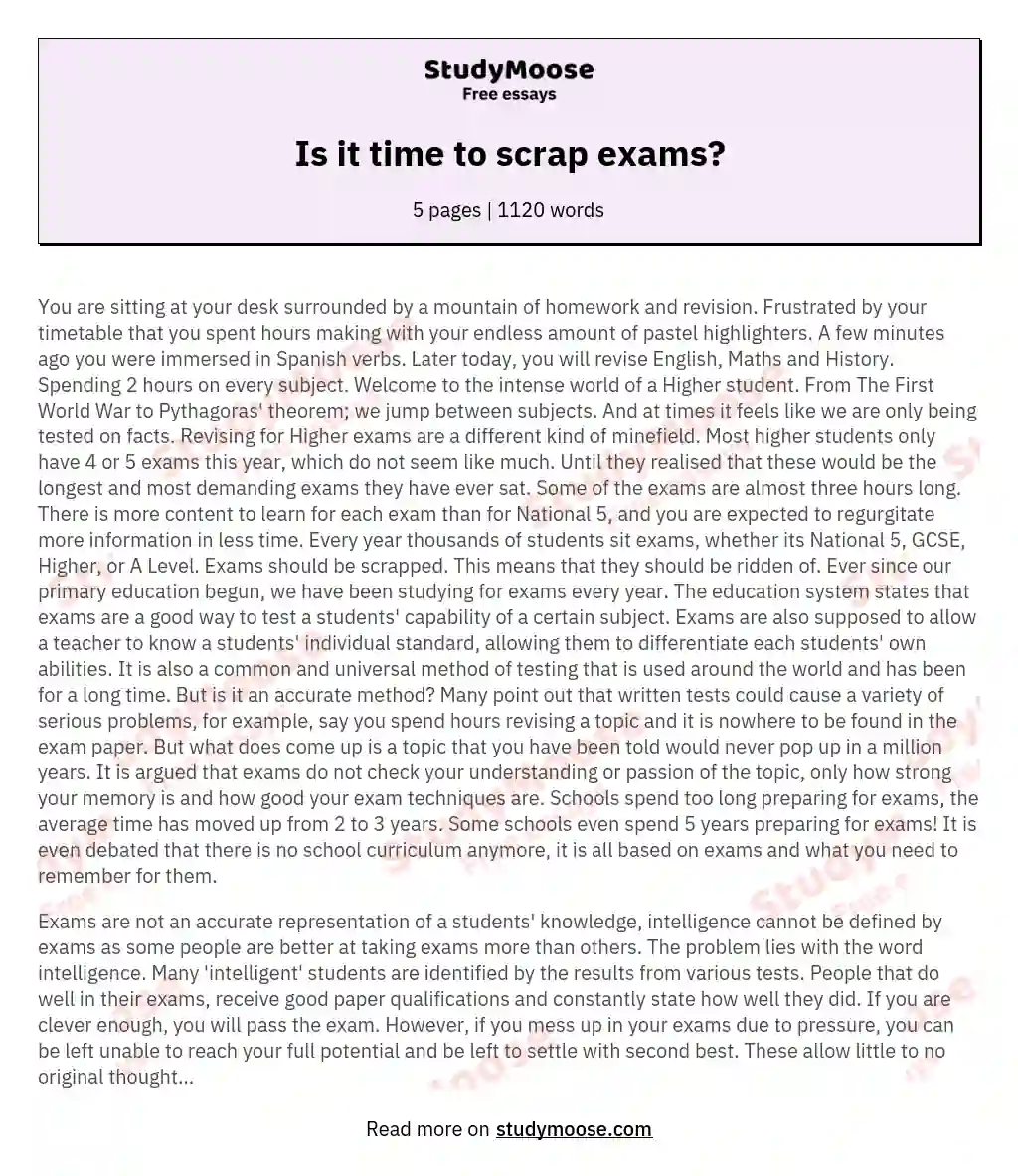 Is it time to scrap exams? essay