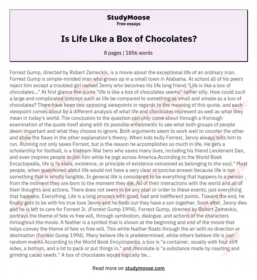 Is Life Like a Box of Chocolates? essay