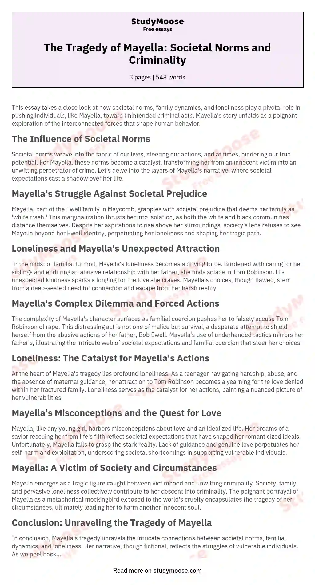 Is Mayella a Victim or a Criminal Character