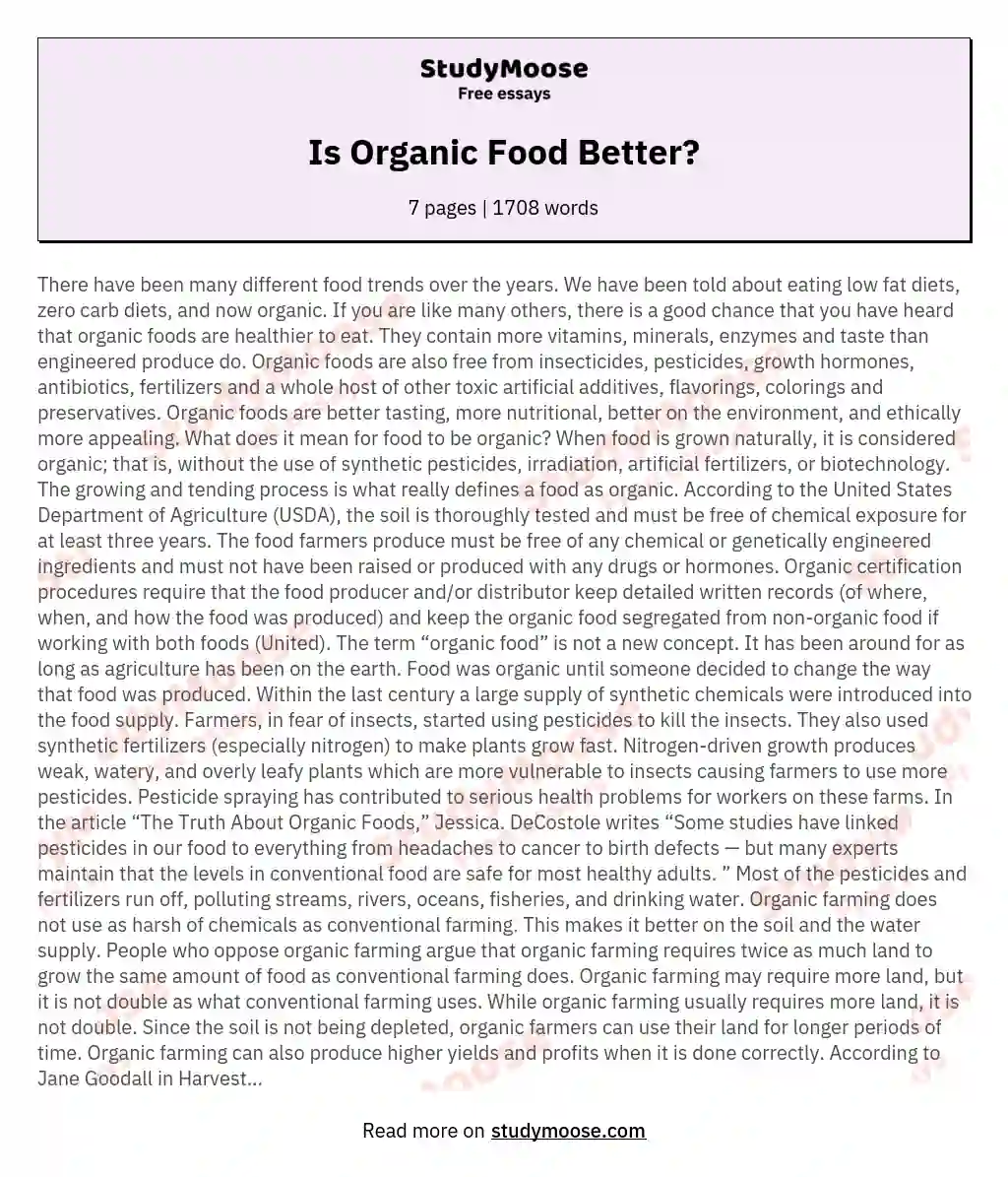 Is Organic Food Better? essay