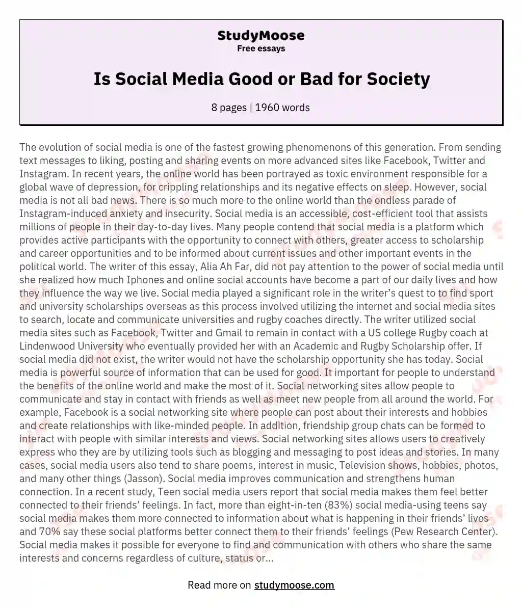 why social media is bad persuasive essay