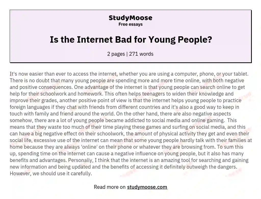Is the Internet Bad for Young People? essay