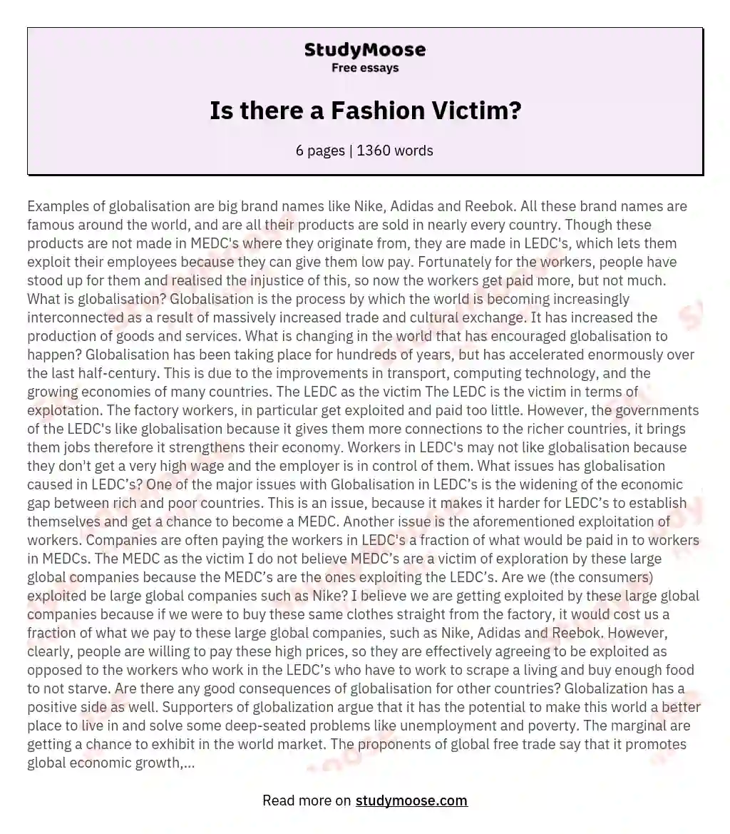 Is there a Fashion Victim? essay