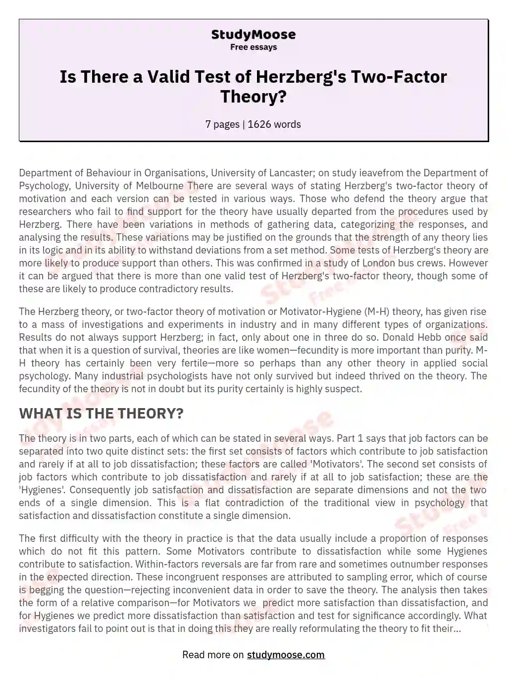 testing a theory essay